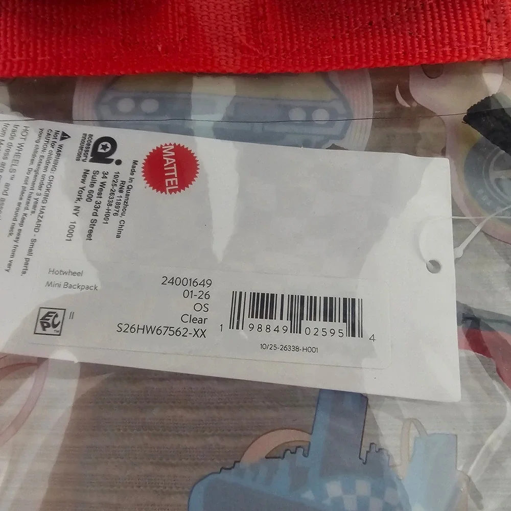 Hot Wheels Mini Backpack Clear PVC Rodger Dodger Racing Red‎ S26HW67562-XX NEW